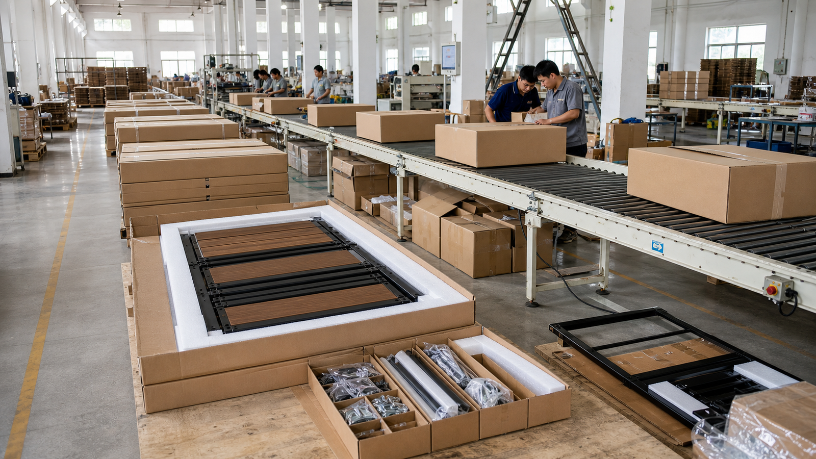JIUXIN packaging workshop with carton preparation conveyor line